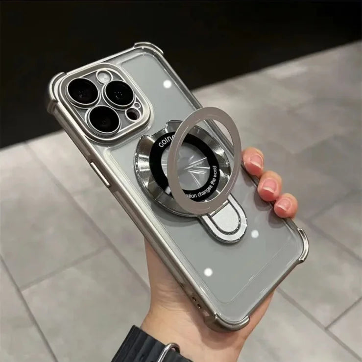š„Hot Sellingš„Suitable for iPhone14/15/16 Electroplating Bracket Magnetic Space Shell All-inclusive Mobile Phone Case Protective Cover