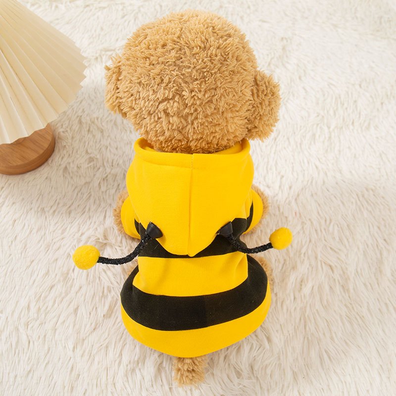 Thickened Bee Costume Outfit with Pull-On Hoodie for Small Dogs & Cats