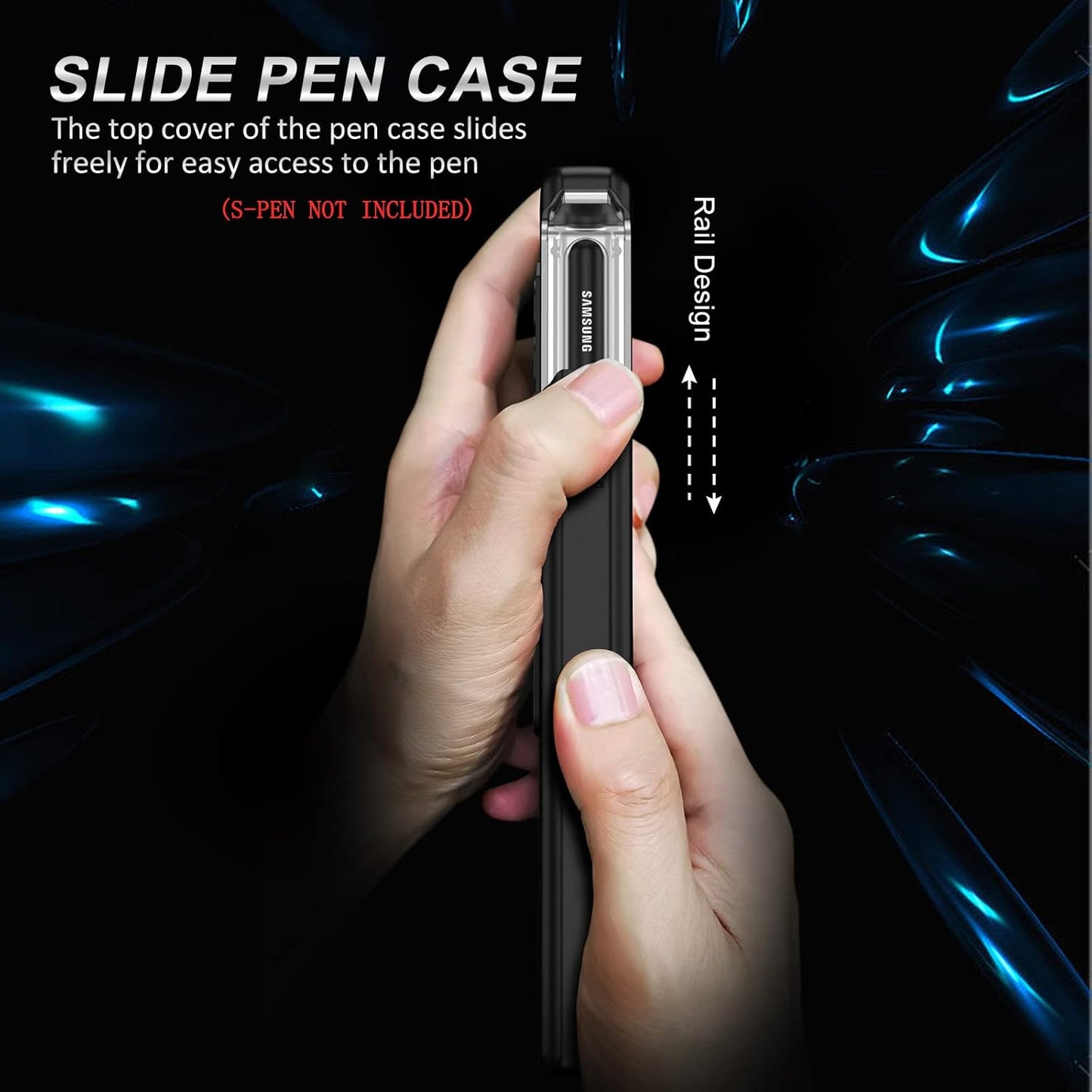 Suitable for Samsung Galaxy Z Fold 3/4/5/6 Phone Case with Magnetic Hinge Pencil Case