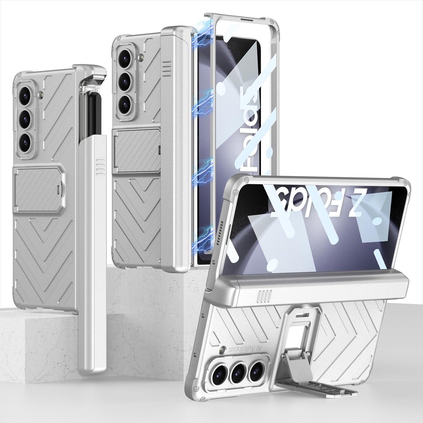Suitable for Samsung Galaxy Z Fold 3/4/5/6 Phone Case with Magnetic Hinge Pencil Case