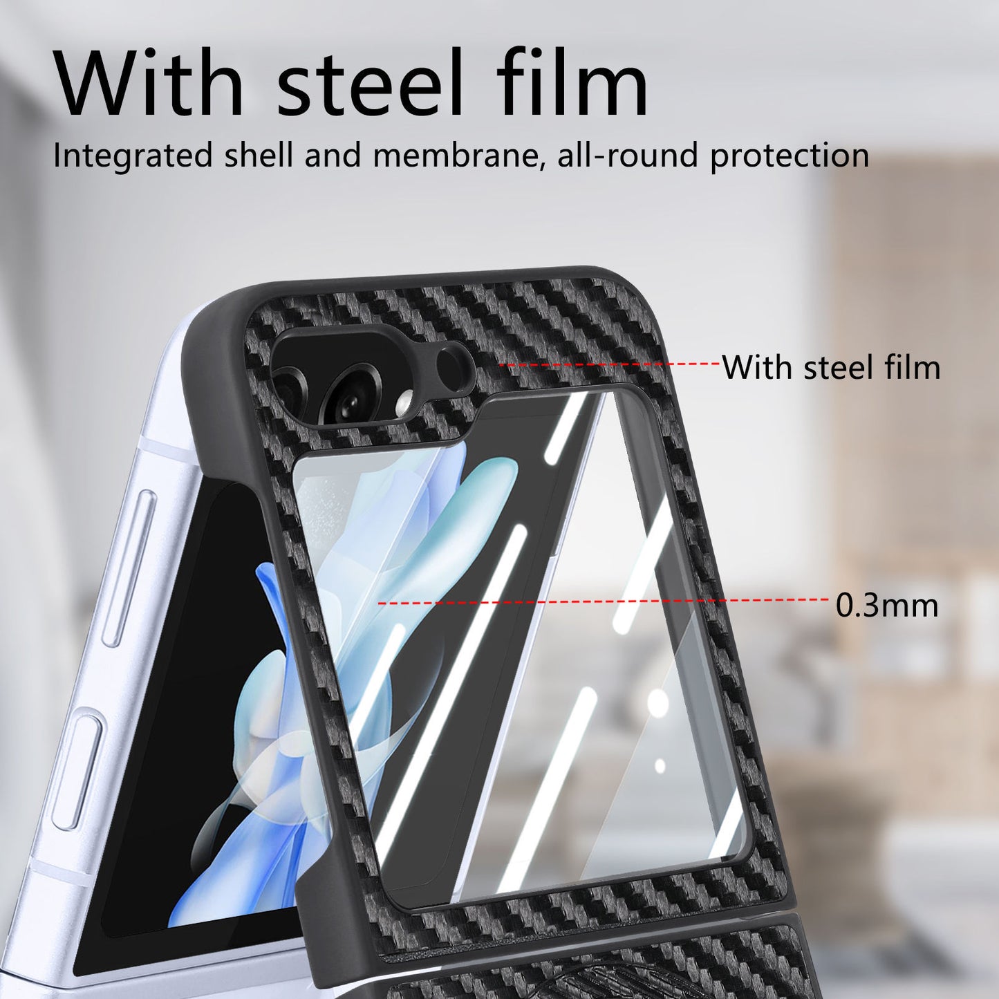 Suitable for Samsung Galaxy Z Flip series Carbon Fiber Magnetic Phone Case