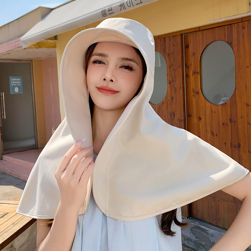 Shawl Sun Hat with Ponytail Hole