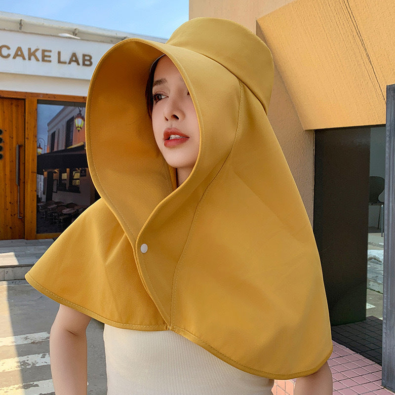 Shawl Sun Hat with Ponytail Hole