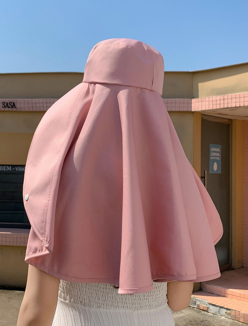 Shawl Sun Hat with Ponytail Hole