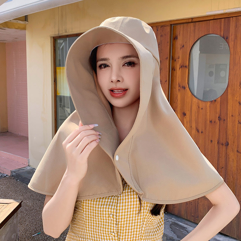 Shawl Sun Hat with Ponytail Hole