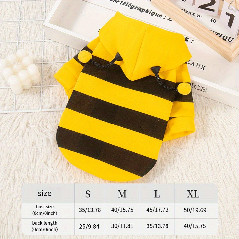 Thickened Bee Costume Outfit with Pull-On Hoodie for Small Dogs & Cats
