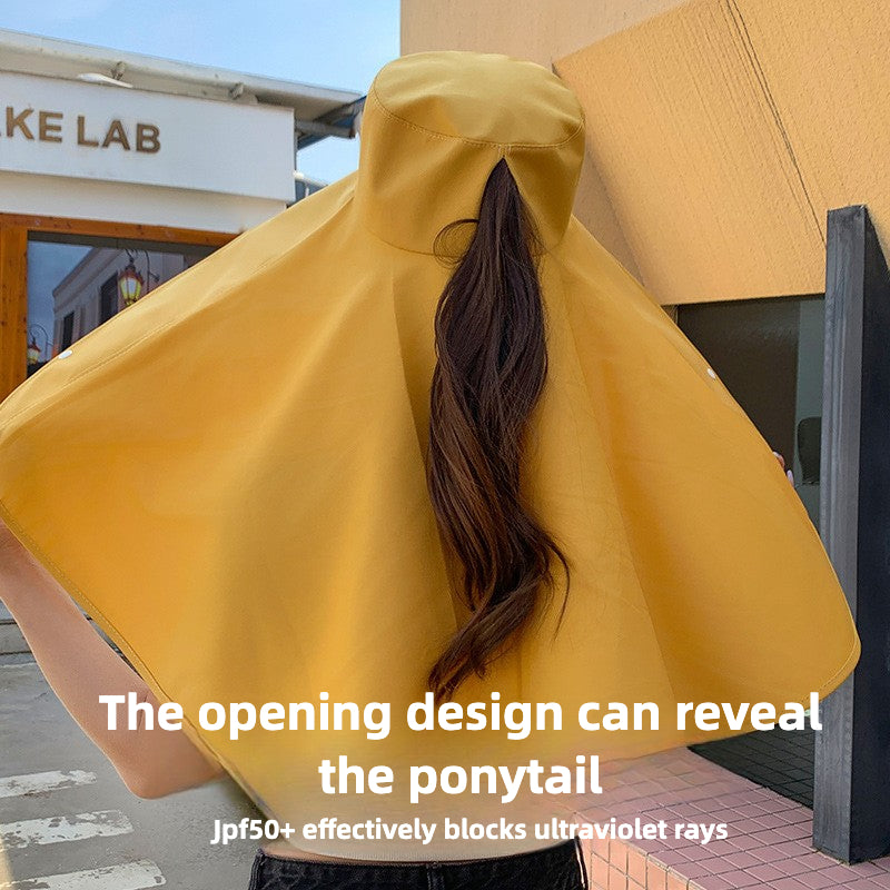 Shawl Sun Hat with Ponytail Hole
