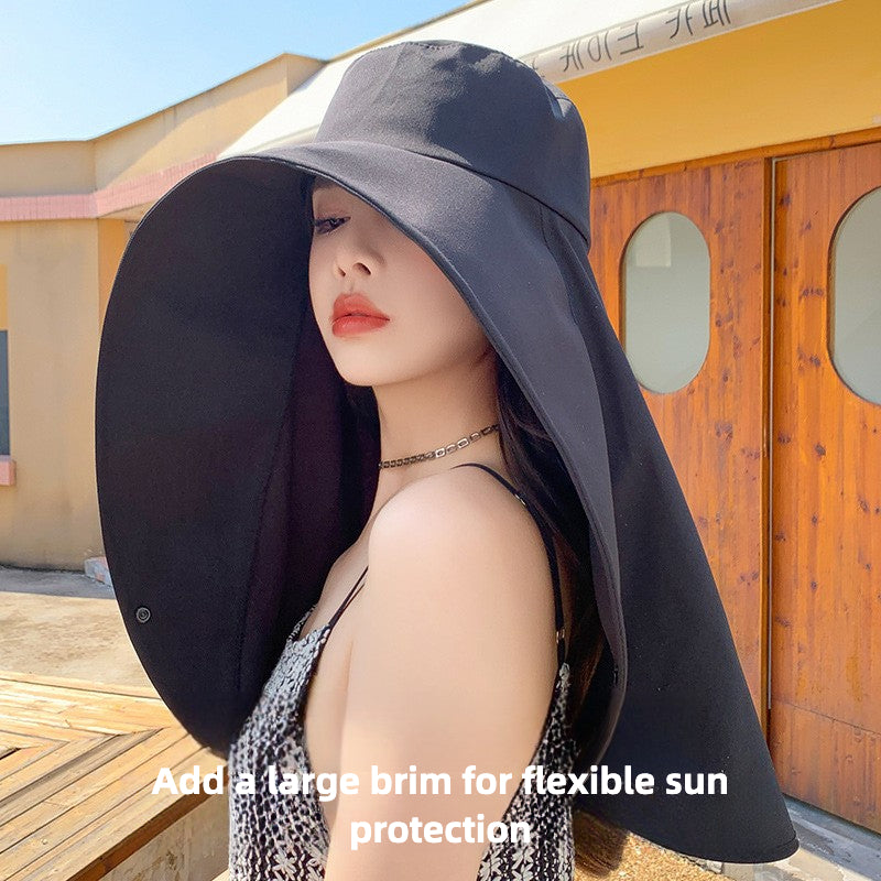 Shawl Sun Hat with Ponytail Hole