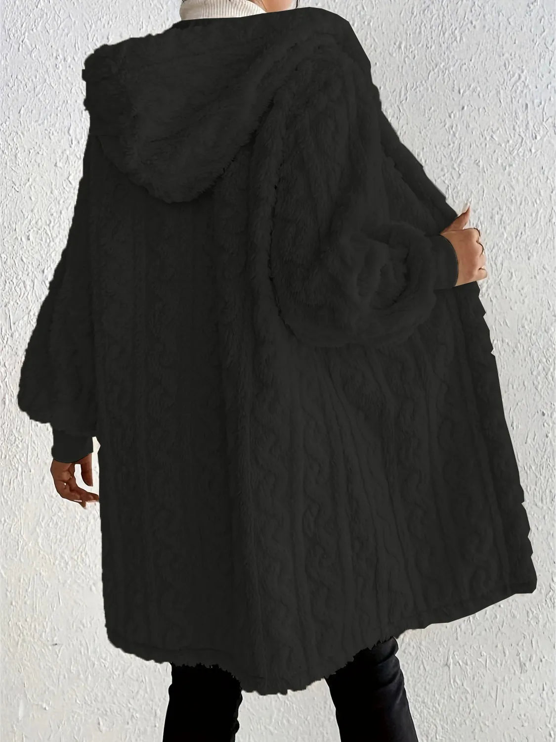Women's Plush Fleece Soft Midi Jacket with Pockets