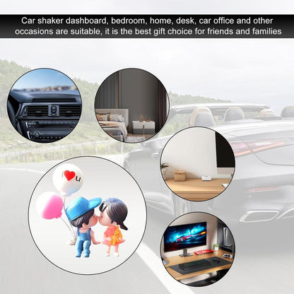 Cute Couple Car Dashboard Decorations, Lovely Couple Kiss Cartoon Figurines Car Ornament