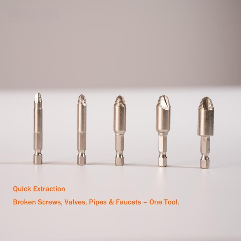 Heavy Duty Screw Remover Extractor Set Drill Driver Tool Screws Broken 5 Pcs