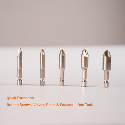 Heavy Duty Screw Remover Extractor Set Drill Driver Tool Screws Broken 5 Pcs