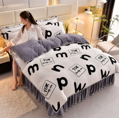 Winter warm and soft double-sided plush bed blanket, Magic thick duvet cover, Quilt, Blanket cover
