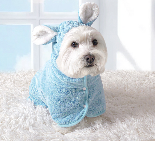 Rabbit Ear Microfiber Dog & Cat Hoodie Bathrobe