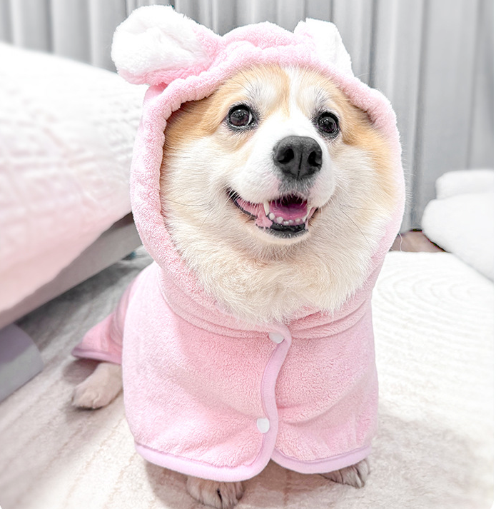 Rabbit Ear Microfiber Dog & Cat Hoodie Bathrobe