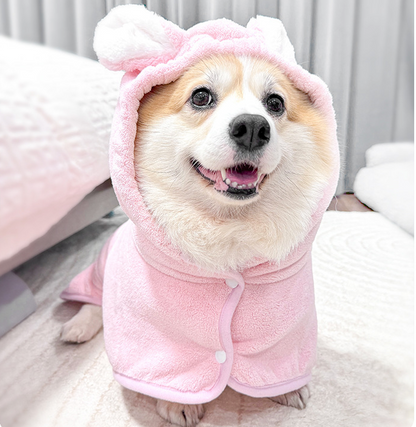 Rabbit Ear Microfiber Dog & Cat Hoodie Bathrobe