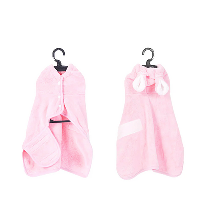 Rabbit Ear Microfiber Dog & Cat Hoodie Bathrobe