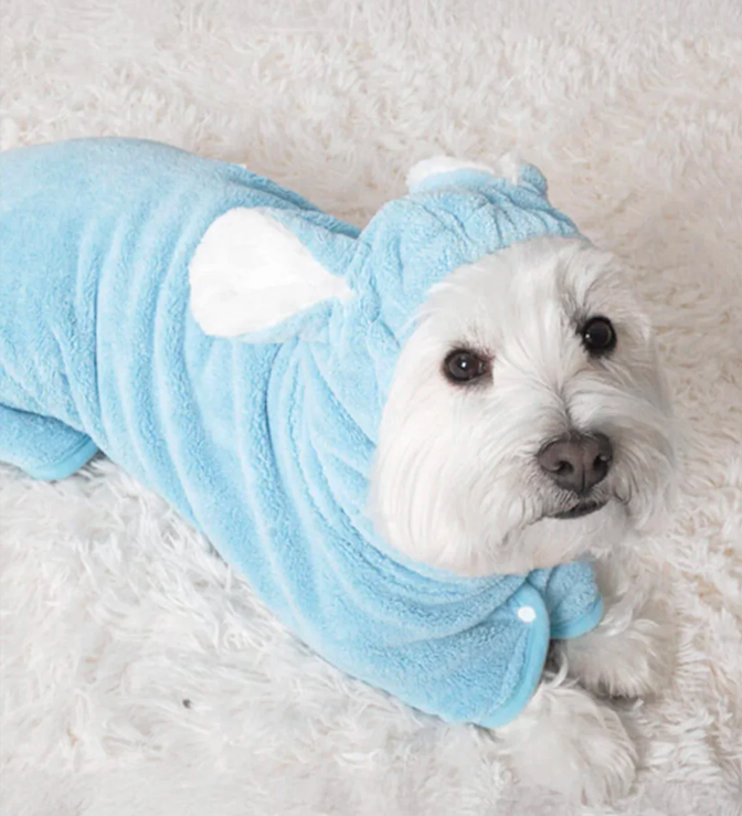 Rabbit Ear Microfiber Dog & Cat Hoodie Bathrobe