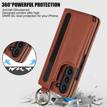 For Samsung Z Fold3/4/5/6 Wallet Ring Pen Slot Phone Case