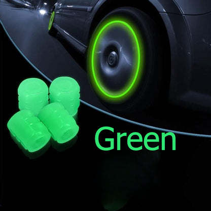 Tire Valve Cap Set, Fluorescent Glow in The Dark Air Caps Cover