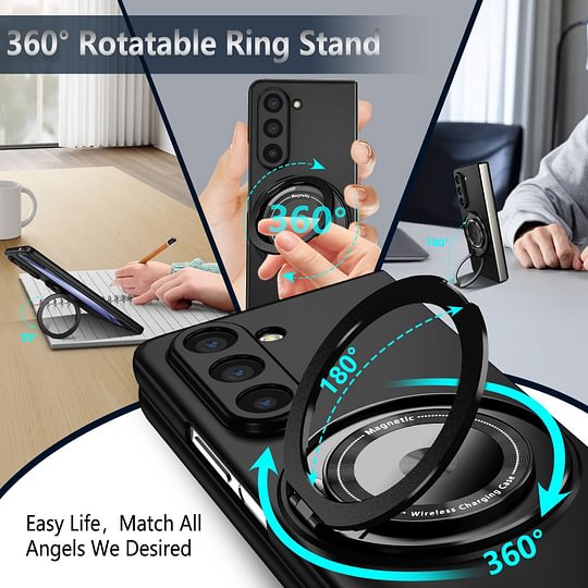 360-Degree Rotating Stand Suitable for Magnetic Wireless Charging，Suitable for Samsung ZFOLD6 Folding Phone Case
