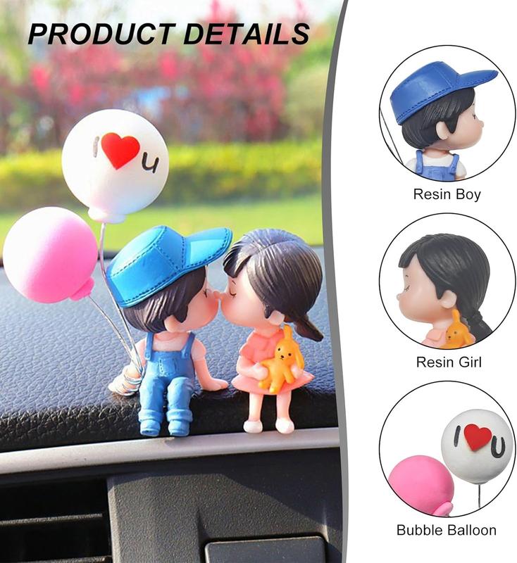 Cute Couple Car Dashboard Decorations, Lovely Couple Kiss Cartoon Figurines Car Ornament