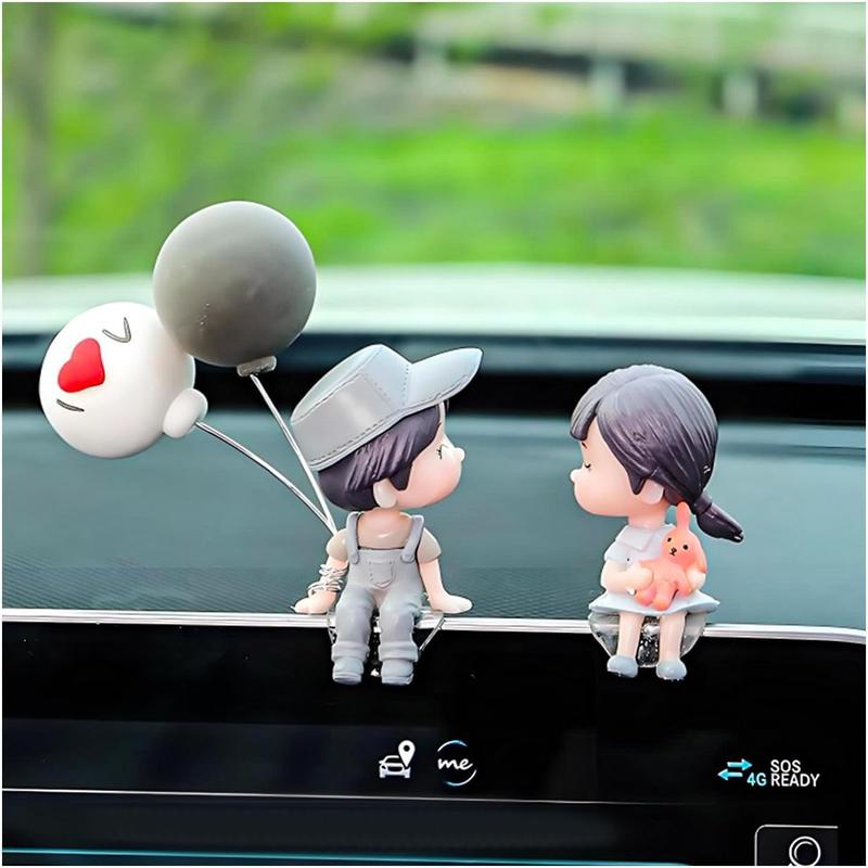 Cute Couple Car Dashboard Decorations, Lovely Couple Kiss Cartoon Figurines Car Ornament