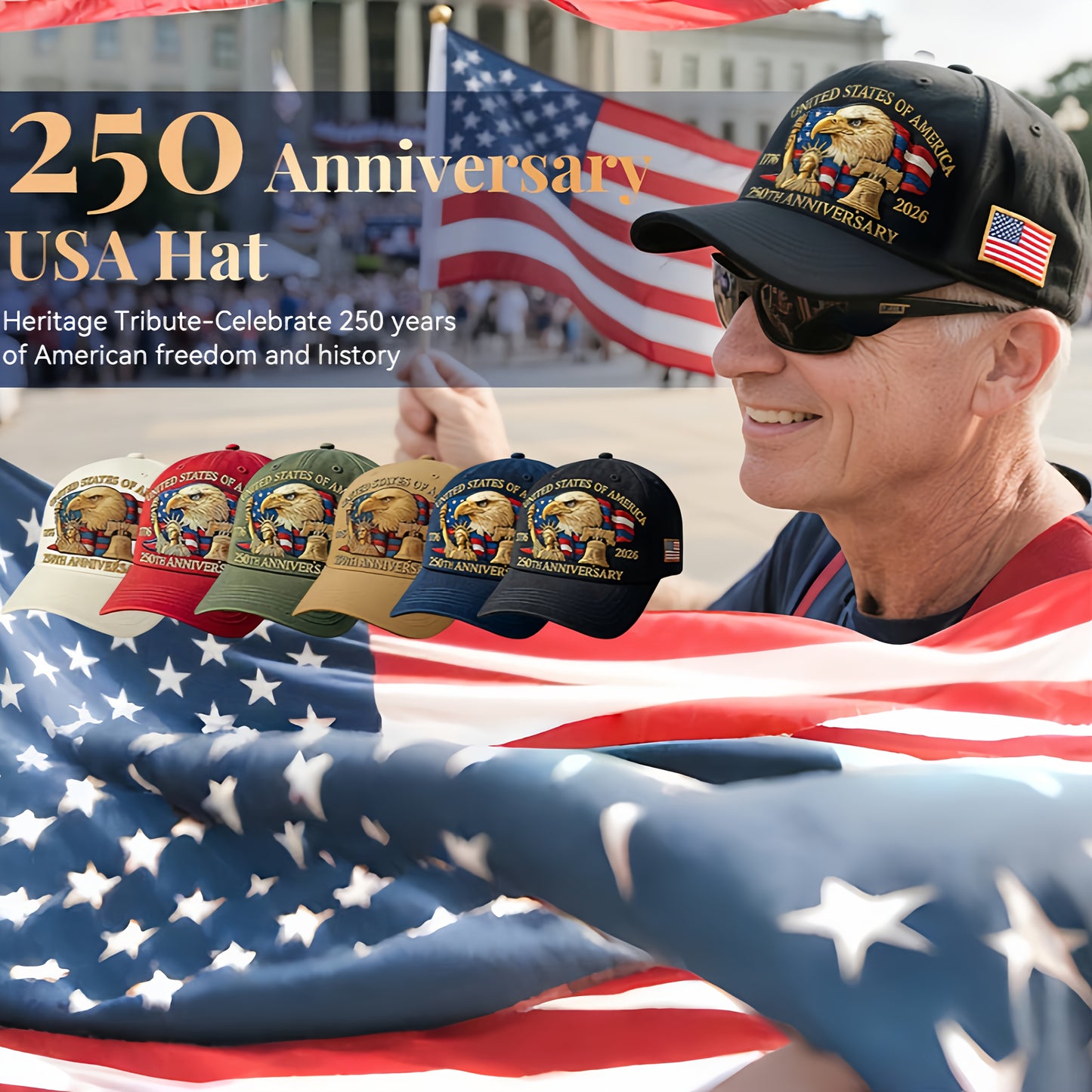 United States 250th Anniversary Eagle Patriotic Baseball Cap