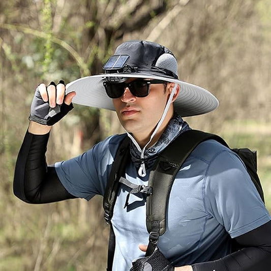 Sun Hat with Built-in Fan with Fan Neck Cap - Automatic Charging