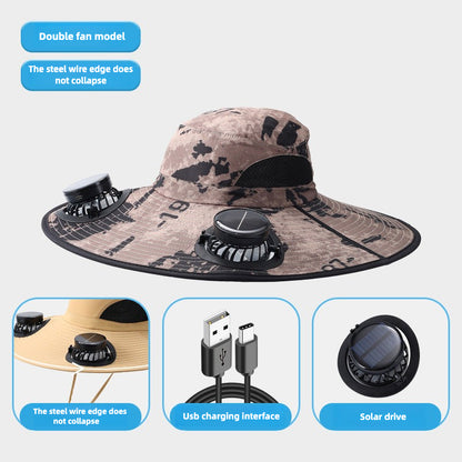 Sun Hat with Built-in Fan with Fan Neck Cap - Automatic Charging
