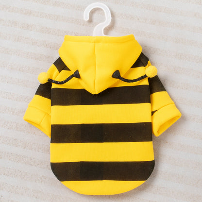 Thickened Bee Costume Outfit with Pull-On Hoodie for Small Dogs & Cats