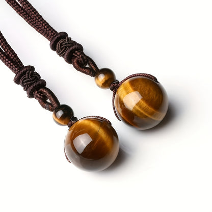 Round Natural Tiger Eye Stone Necklaces Bracelet for Men And Women