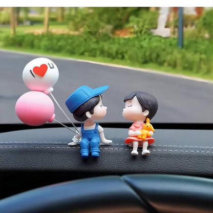 Cute Couple Car Dashboard Decorations, Lovely Couple Kiss Cartoon Figurines Car Ornament