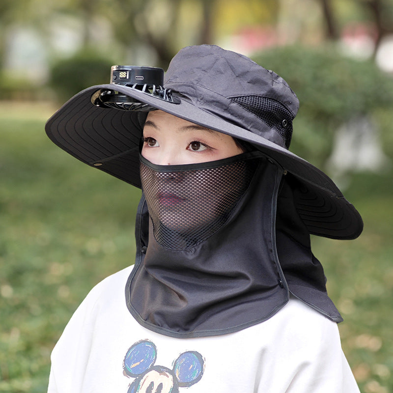 Sun Hat with Built-in Fan with Fan Neck Cap - Automatic Charging
