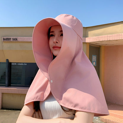 Shawl Sun Hat with Ponytail Hole