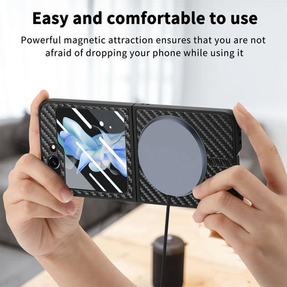 Suitable for Samsung Galaxy Z Flip series Carbon Fiber Magnetic Phone Case