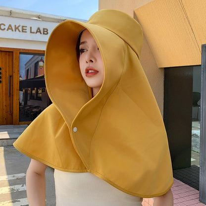 Shawl Sun Hat with Ponytail Hole