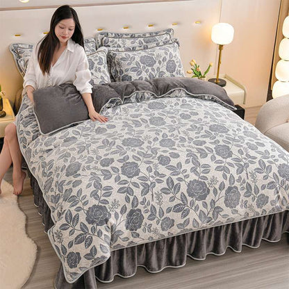 2024 Winter New Printed Milk Velvet Four-piece Set