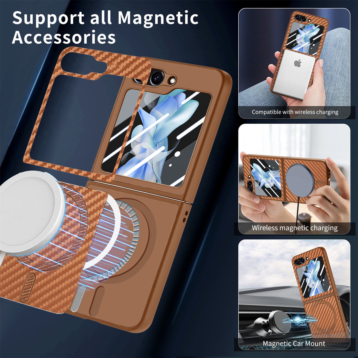 Suitable for Samsung Galaxy Z Flip series Carbon Fiber Magnetic Phone Case