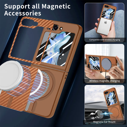 Suitable for Samsung Galaxy Z Flip series Carbon Fiber Magnetic Phone Case
