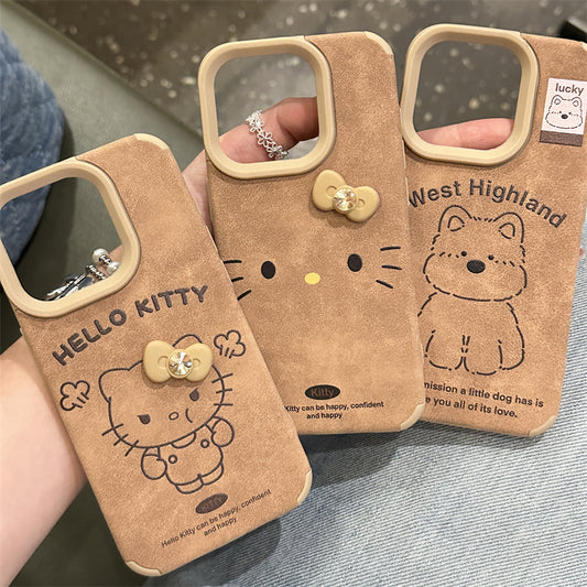 Suitable for iPhone 14/15/16 Cartoon West Highland Puppy Retro Phone Case