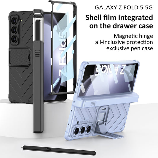 Suitable for Samsung Galaxy Z Fold 3/4/5/6 Phone Case with Magnetic Hinge Pencil Case