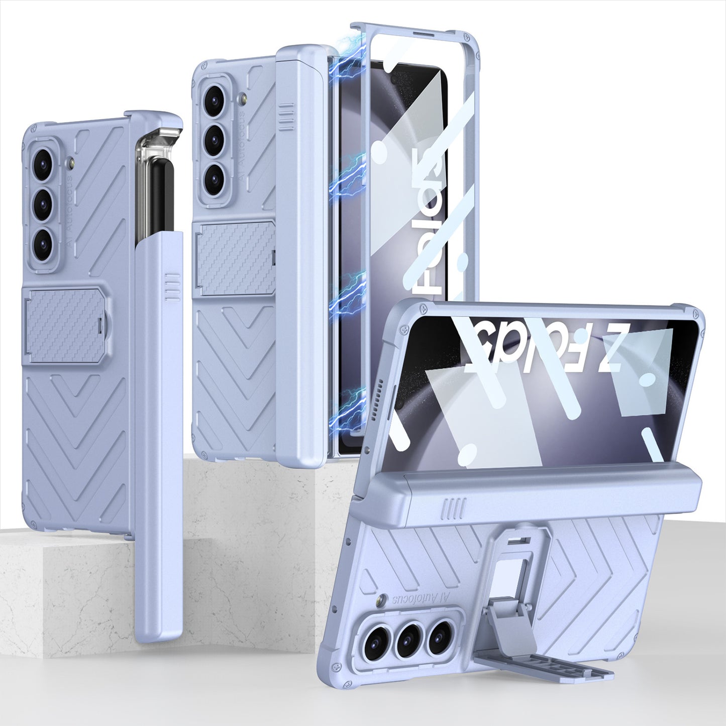Suitable for Samsung Galaxy Z Fold 3/4/5/6 Phone Case with Magnetic Hinge Pencil Case