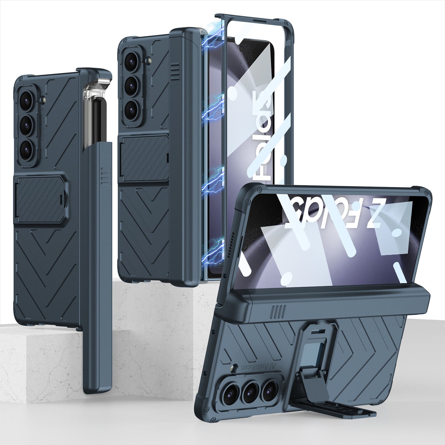 Suitable for Samsung Galaxy Z Fold 3/4/5/6 Phone Case with Magnetic Hinge Pencil Case