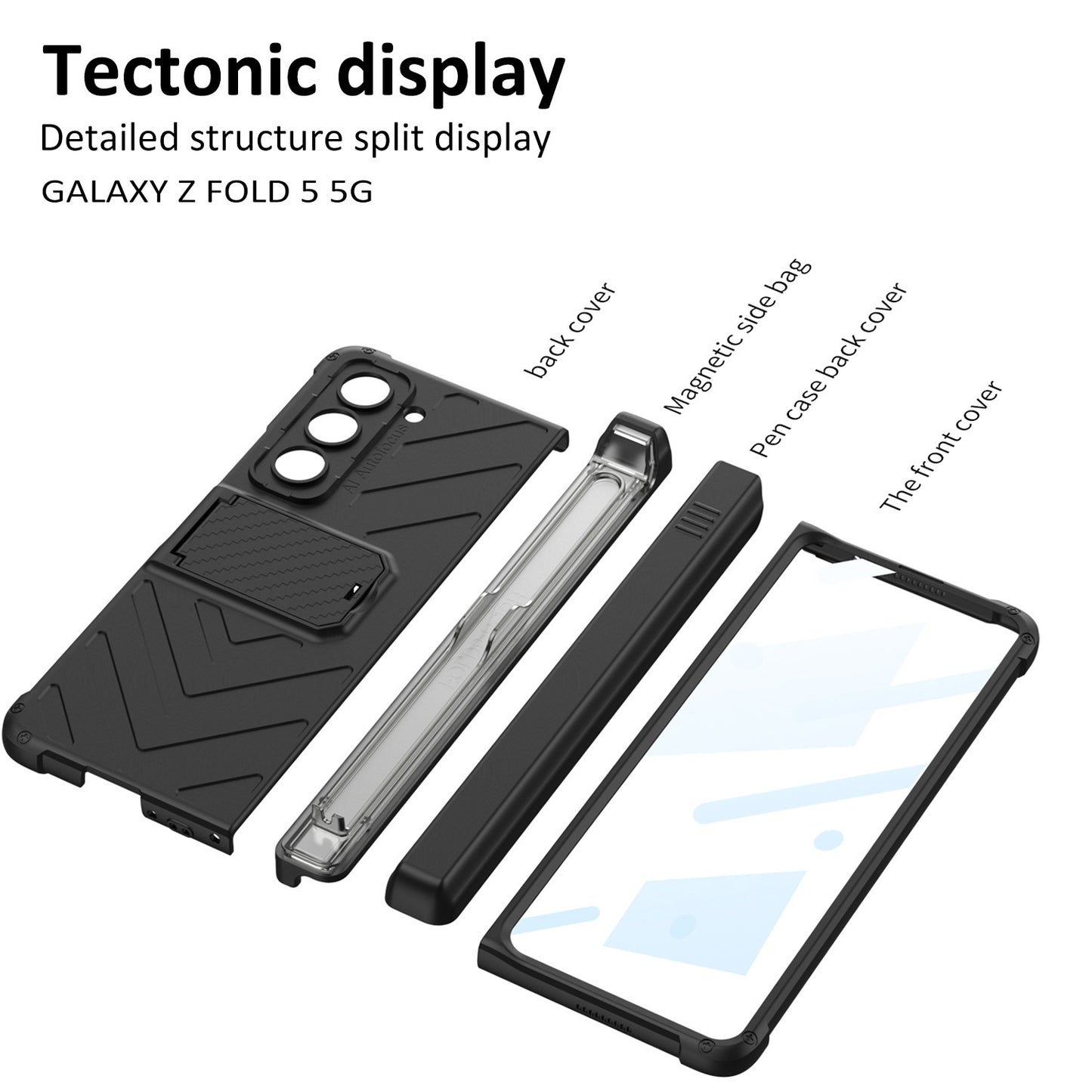 Suitable for Samsung Galaxy Z Fold 3/4/5/6 Phone Case with Magnetic Hinge Pencil Case