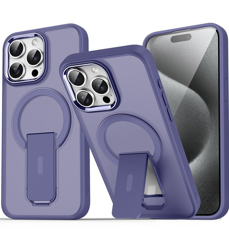 Suitable for iPhone 14/15/16 Series Magnetic Bracket Skin-feel Mobile Phone Case