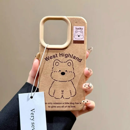 Suitable for iPhone 14/15/16 Cartoon West Highland Puppy Retro Phone Case