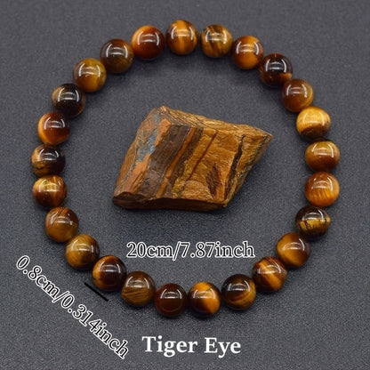 Round Natural Tiger Eye Stone Necklaces Bracelet for Men And Women
