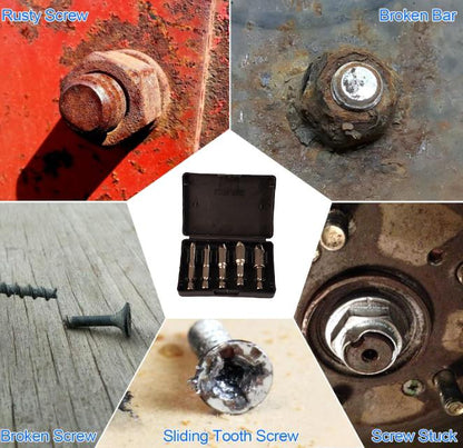 Heavy Duty Screw Remover Extractor Set Drill Driver Tool Screws Broken 5 Pcs