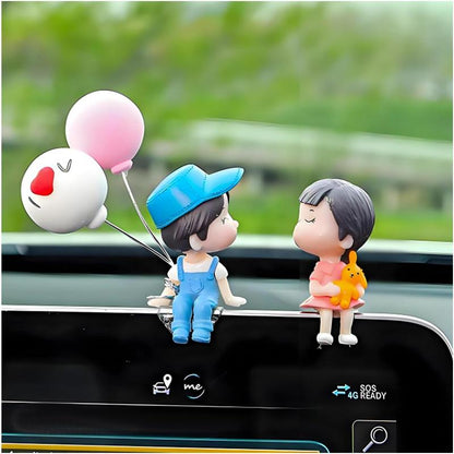 Cute Couple Car Dashboard Decorations, Lovely Couple Kiss Cartoon Figurines Car Ornament